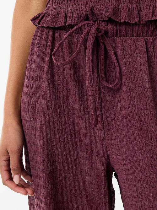 Pantalon large en maille smockée - Kiabi