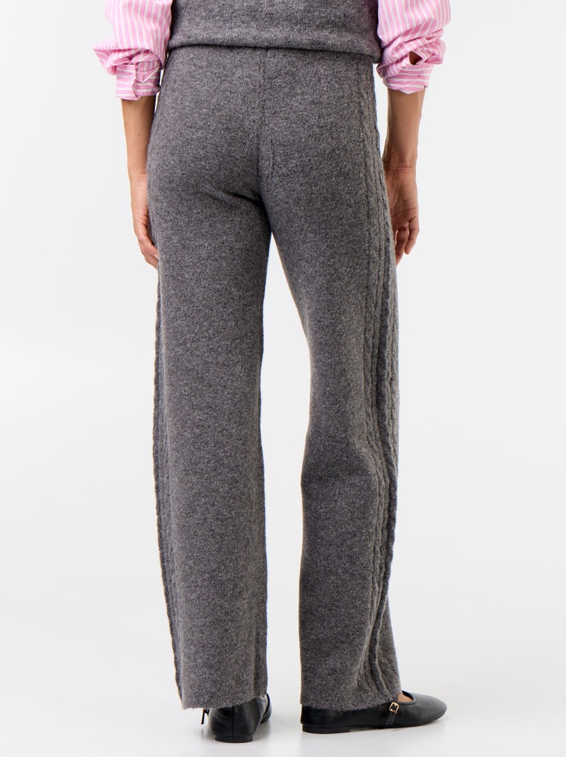 Pantalon large en maille tricot Gris - Kiabi