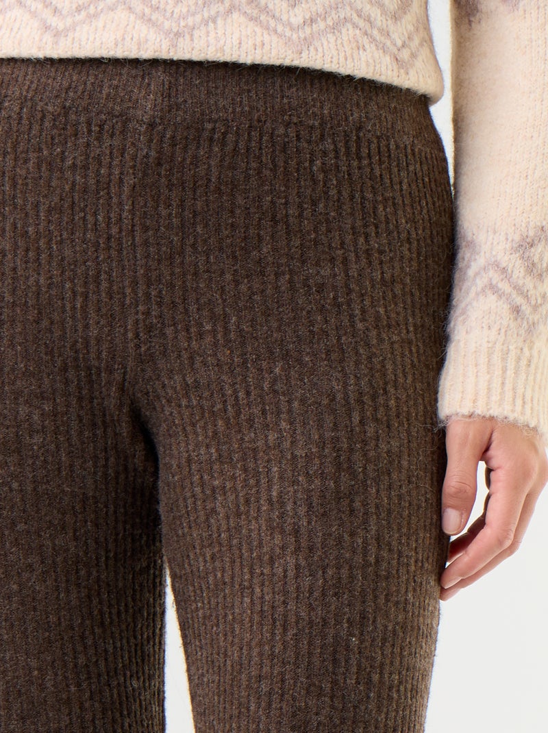 Pantalon large en maille tricot Marron - Kiabi
