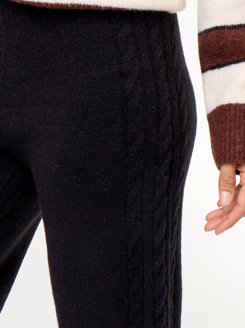 Pantalon large en maille tricot Noir - Kiabi