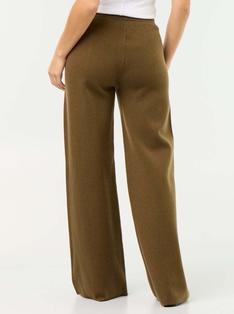Pantalon large en maille tricot Vert - Kiabi