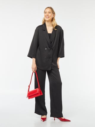 Pantalon large en matière crêpée avec 2 poches