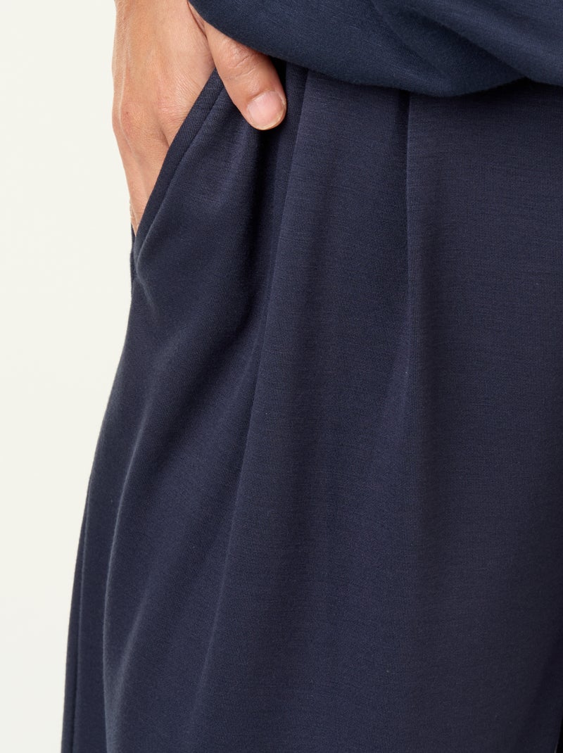 Pantalon large en matière douce Bleu - Kiabi