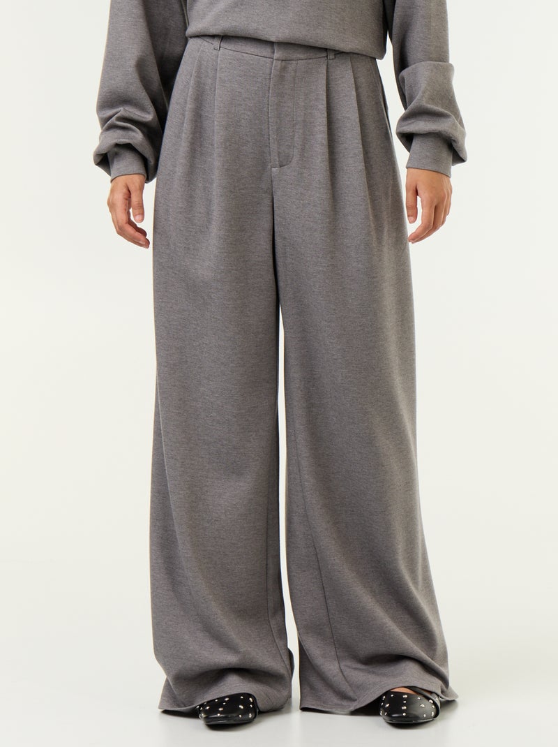 Pantalon large en matière douce Gris - Kiabi