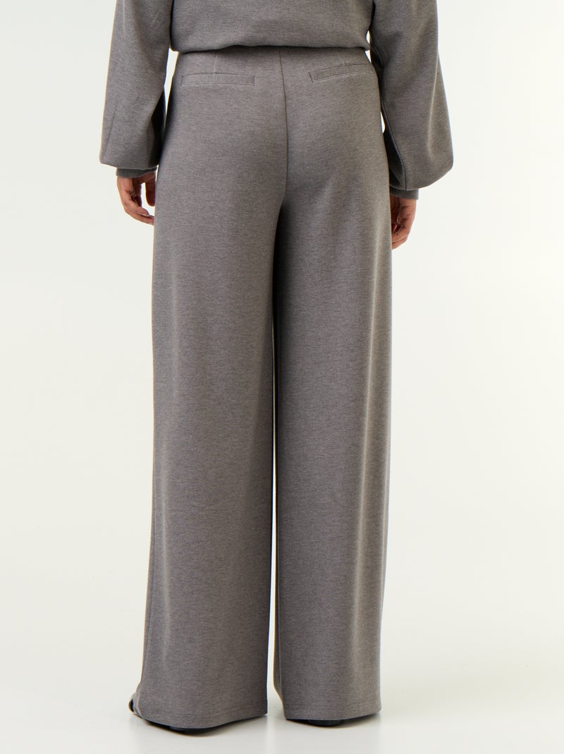 Pantalon large en matière douce Gris - Kiabi