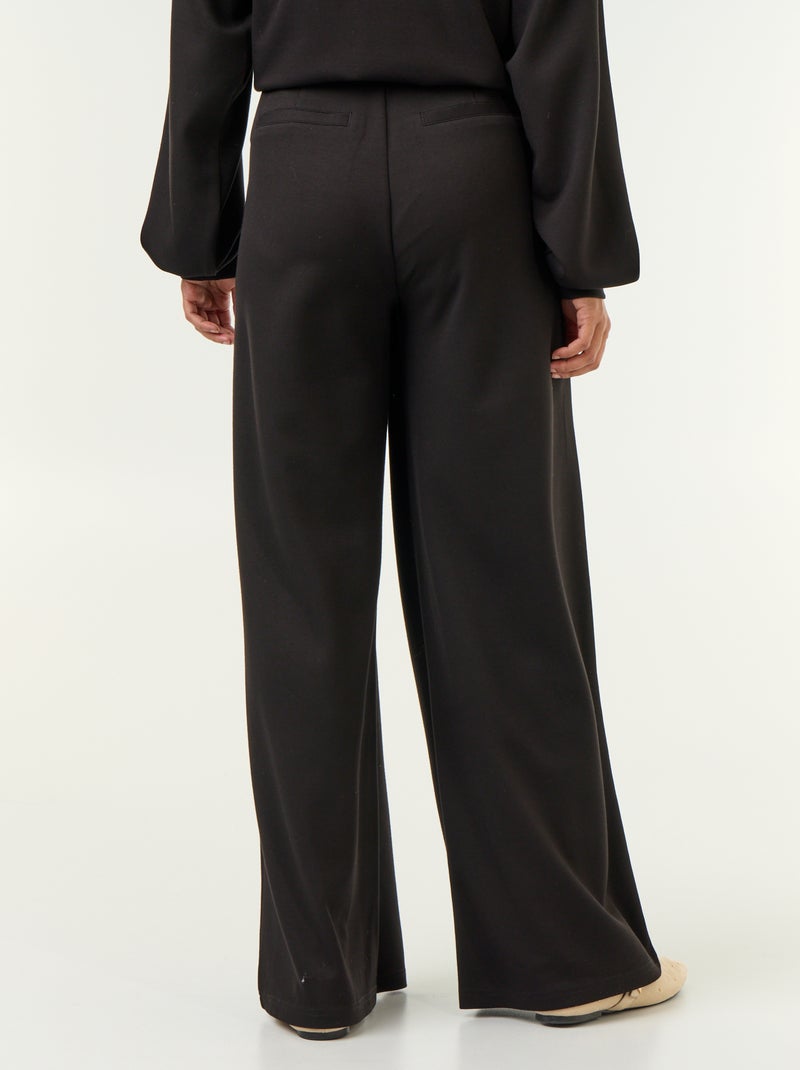 Pantalon large en matière douce Noir - Kiabi