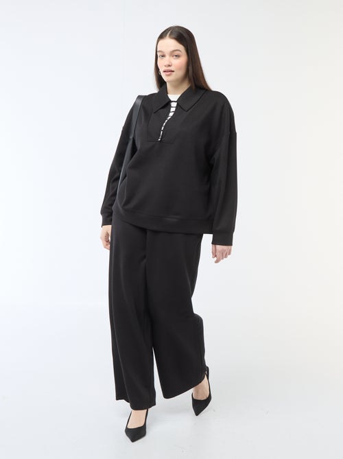 Pantalon large en matière stretch côtelée - Kiabi