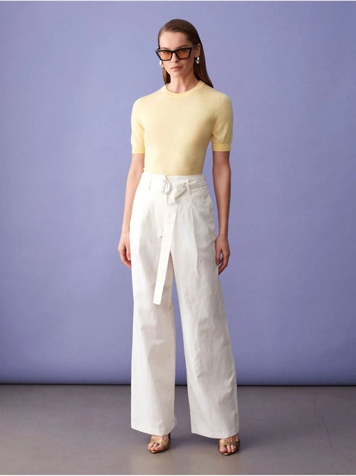 Pantalon large en mélange de lin avec ceinture dilvin - Kiabi Pantalon large en mélange de lin avec ceinture dilvin - Kiabi