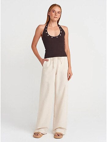 Pantalon large en mélange de lin dilvin