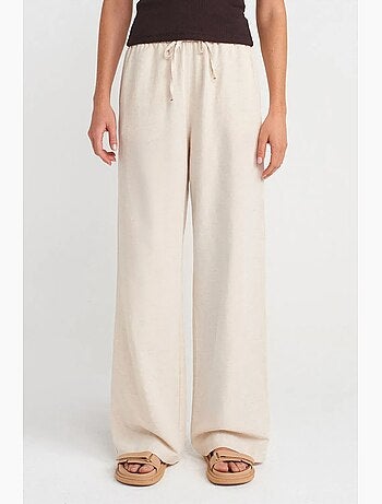 Pantalon large en mélange de lin dilvin