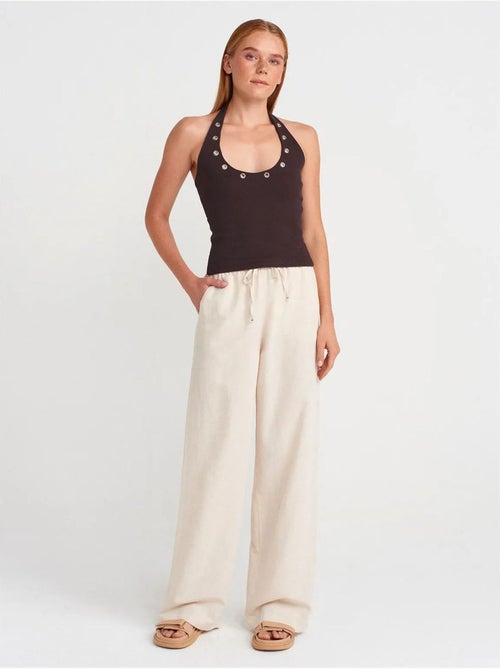 Pantalon large en mélange de lin dilvin - Kiabi Pantalon large en mélange de lin dilvin - Kiabi