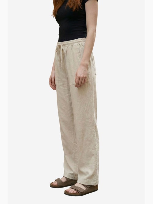 Pantalon large en mélange de lin pour femme my fashion - Kiabi Pantalon large en mélange de lin pour femme my fashion - Kiabi