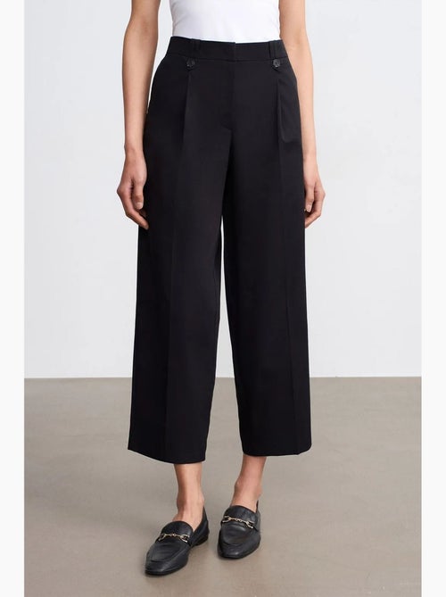 Pantalon large en popeline de coton, taille haute dilvin - Kiabi