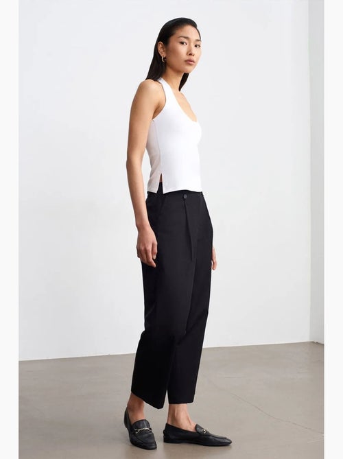 Pantalon large en popeline de coton, taille haute dilvin - Kiabi
