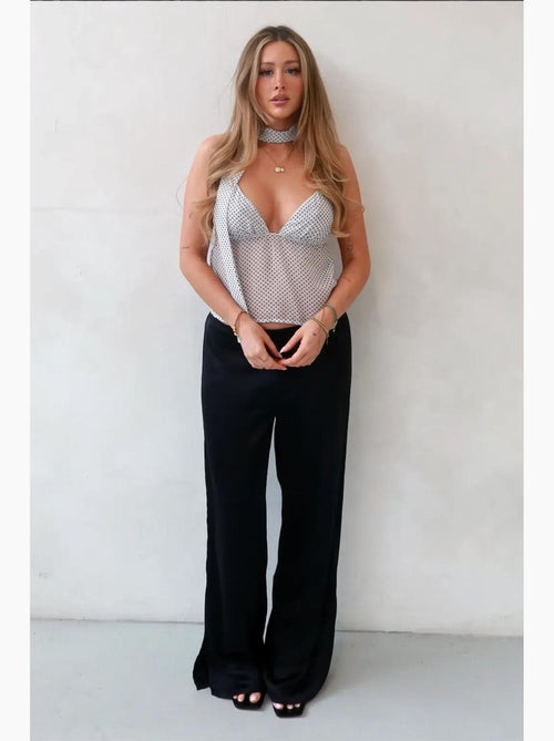 Pantalon large en satin hiccup - Kiabi Pantalon large en satin hiccup - Kiabi