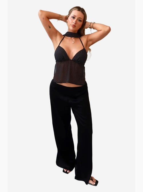 Pantalon large en satin hiccup - Kiabi Pantalon large en satin hiccup - Kiabi