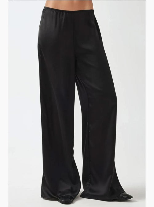 Pantalon large en satin hiccup - Kiabi Pantalon large en satin hiccup - Kiabi