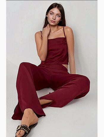 Pantalon large en satin hiccup