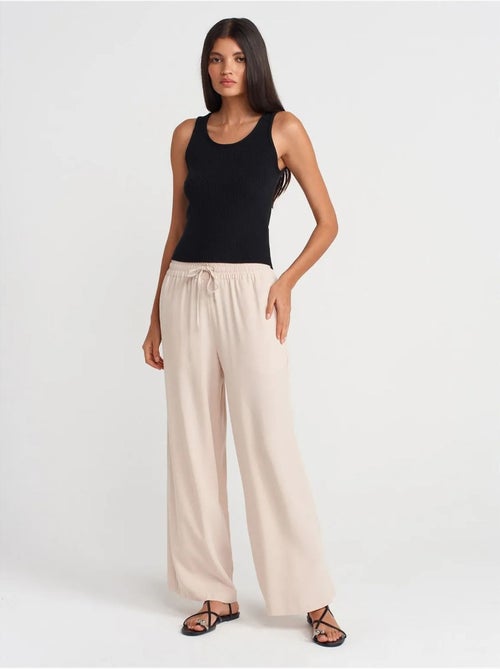 Pantalon large en tencel à taille coulissée dilvin - Kiabi Pantalon large en tencel à taille coulissée dilvin - Kiabi