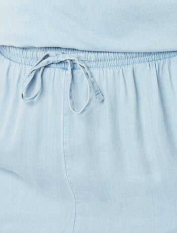 Pantalon large en tencel avec taille élastiquée