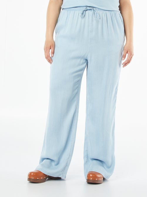 Pantalon large en tencel avec taille élastiquée - Kiabi