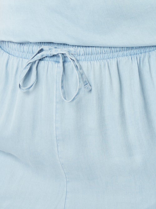 Pantalon large en tencel avec taille élastiquée - Kiabi