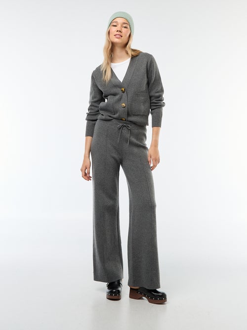 Pantalon large en tricot ottoman - Kiabi