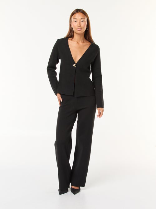 Pantalon large en tricot ottoman - Kiabi