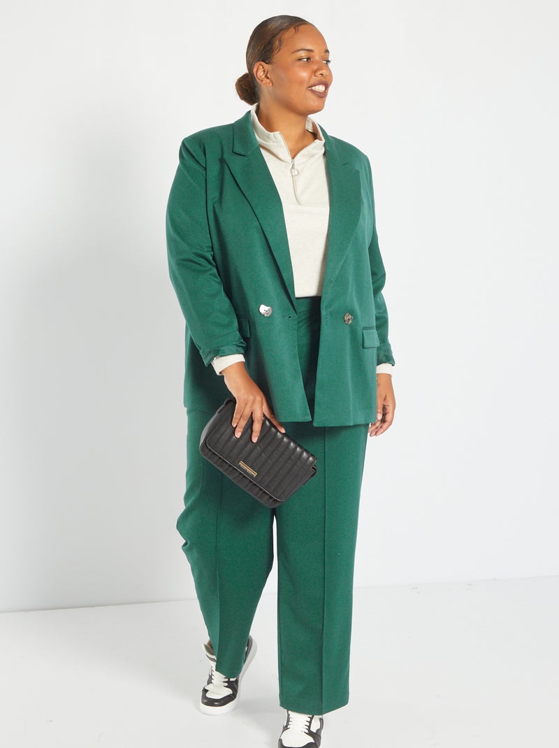 Pantalon large en twill avec taille élastiquée Vert sapin - Kiabi