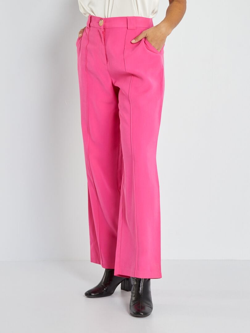 Pantalon large en twill rose indien - Kiabi