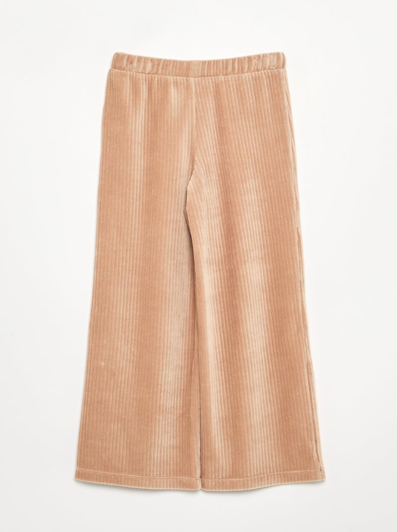 Pantalon large en velours côtelé Beige - Kiabi