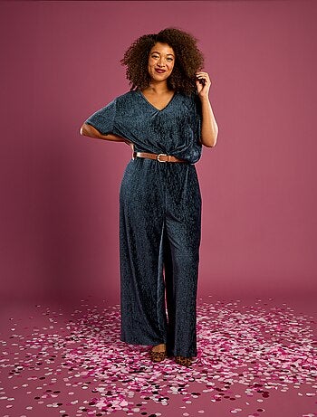 Pantalon large en velours côtelé uni