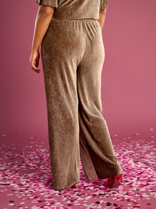 Pantalon large en velours côtelé uni - Kiabi