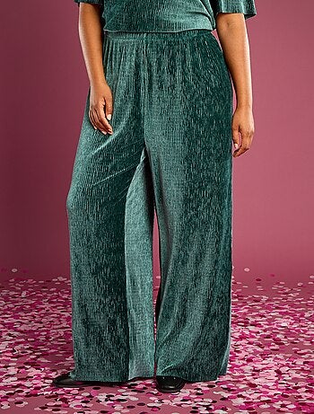 Pantalon large en velours côtelé uni