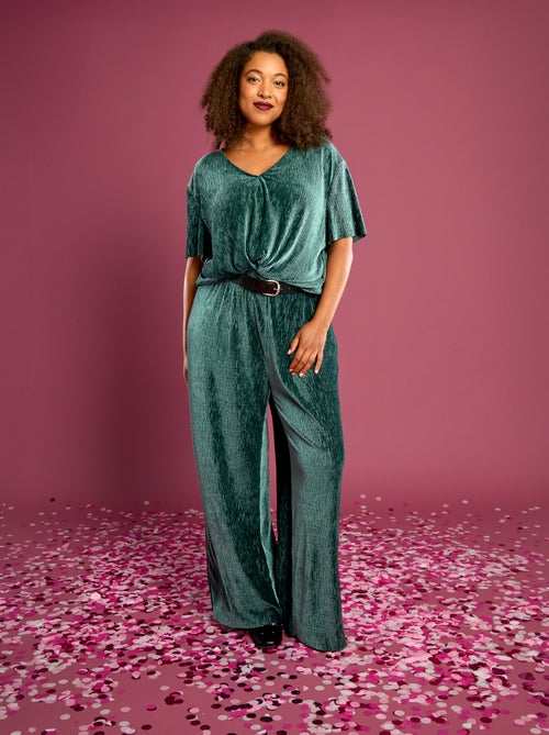 Pantalon large en velours côtelé uni - Kiabi