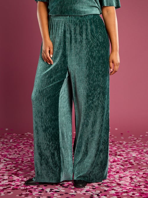 Pantalon large en velours côtelé uni - Kiabi