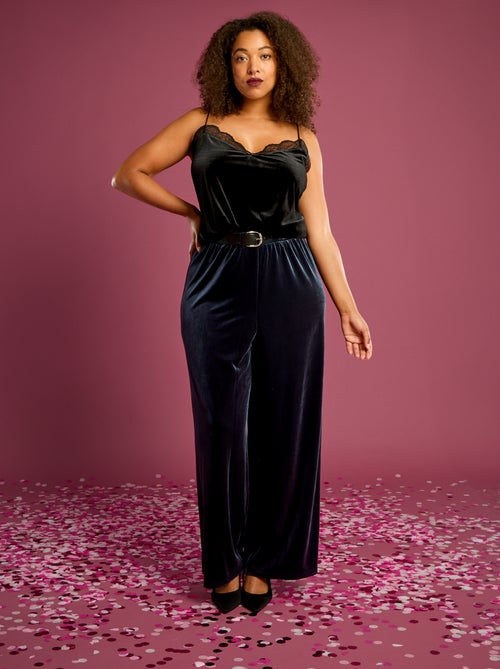 Pantalon large en velours uni - Kiabi