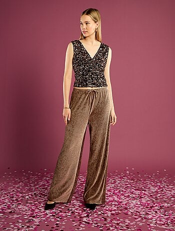 Pantalon large en velours uni