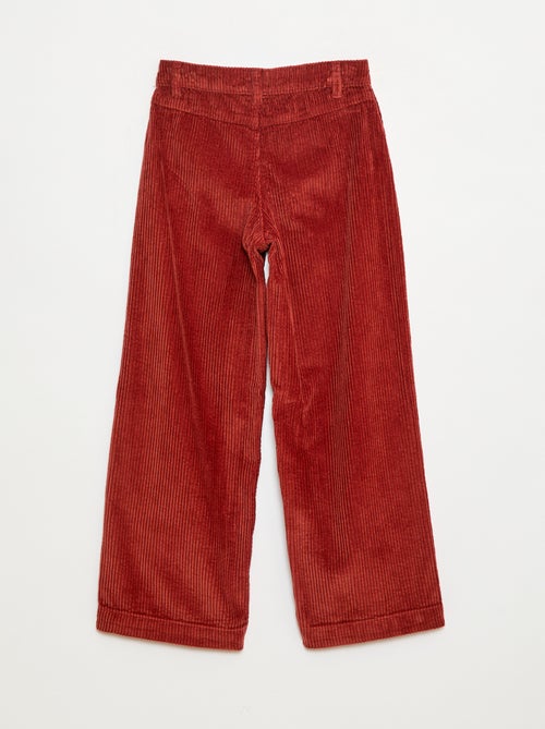 Pantalon large en velours uni - Kiabi