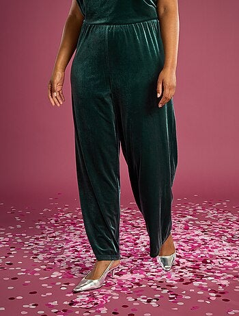 Pantalon large en velours uni