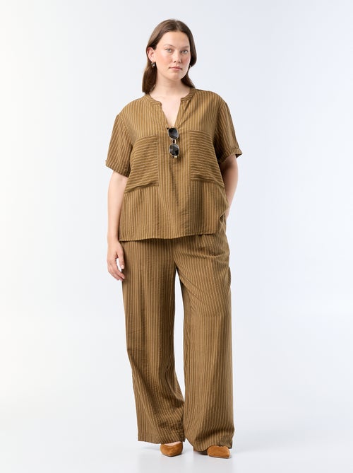 Pantalon large en viscose fluide - Kiabi