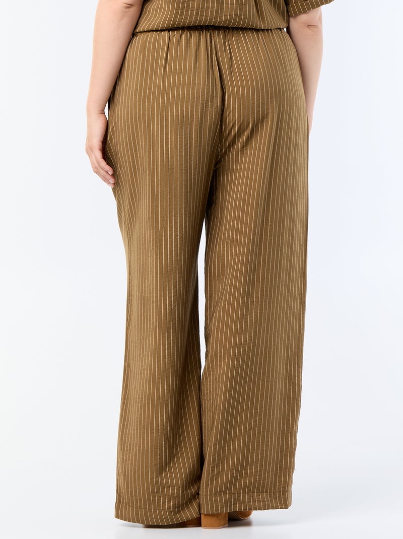 Pantalon large en viscose fluide Kaki - Kiabi
