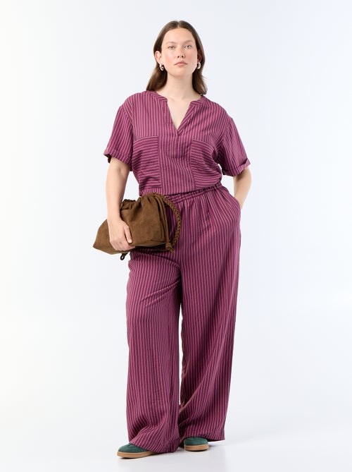 Pantalon large en viscose fluide - Kiabi