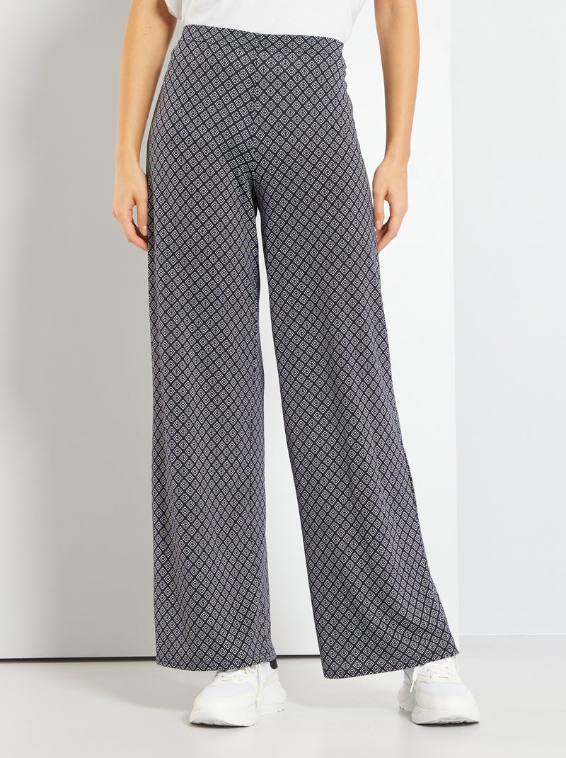 Pantalon large et fluide avec imprimé fantaisie noir - Kiabi