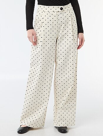 Pantalon large femme à pinces à pois