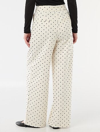 Pantalon large femme à pinces à pois