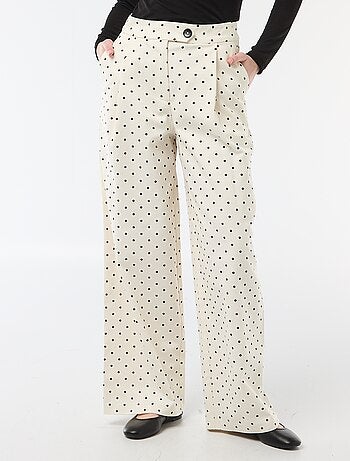 Pantalon large femme à pinces à pois