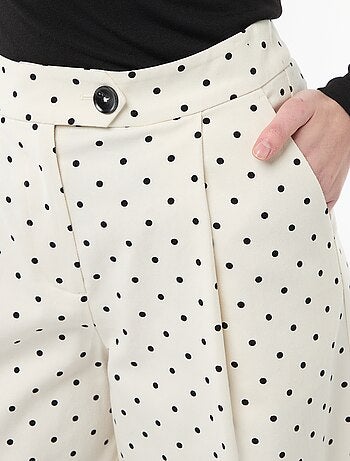 Pantalon large femme à pinces à pois