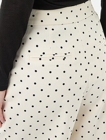 Pantalon large femme à pinces à pois