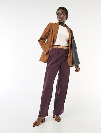 Pantalon large femme à pinces rayé